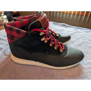 Cole Hahn 2. Zerogrand Women's Size 9B Waterproof Red Black Plaid Hiking Boots